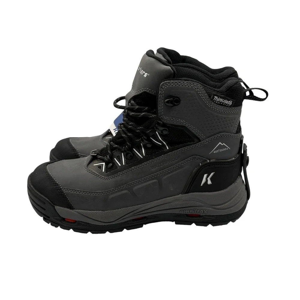 Korkers Tundra Ridge Winter Boots Mens 9.5 Gray New Waterproof Thinsulate 200g